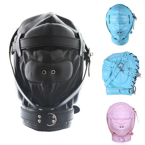 PU Leather Bondage Mask Hood SM Sex Toy with Removable。